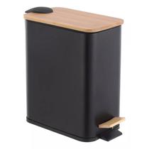 Lixeira 5 Litros Bambu Pedal Banheiro Escritório Recepção Lixeira 5 Litros Bambu Pedal Banheiro Escritório Recepção