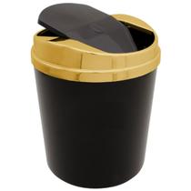Lixeira 5 Litros Com Tampa Basculante Dourada Metalizada Banheiro Cozinha Escitório - AMZ