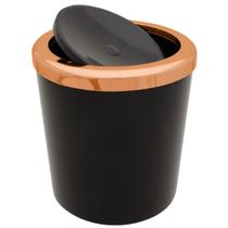 Lixeira 5 Litros Com Tampa Basculante Redonda Rose Gold Metalizada Banheiro Cozinha - AMZ