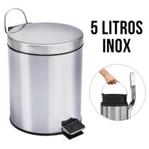 Lixeira 5 Litros Em Aço Inox Banheiro Cozinha Escritório