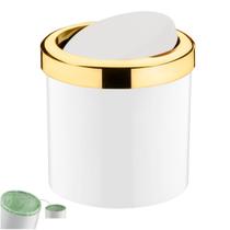 Lixeira 5 Litros Tampa Cesto De Lixo Basculante Para Cozinha Banheiro Escritório Dourado - 1215BCD Future