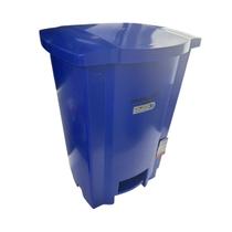 Lixeira 50l com tampa e pedal azul coletor de residuos