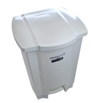 Lixeira 50l com tampa e pedal branca coletor de residuos