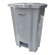 Lixeira 50l com tampa e pedal cinza coletor de residuos