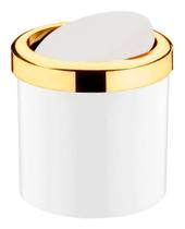 Lixeira 5l Tampa Cesto De Lixo Basculante Banheiro Dourado