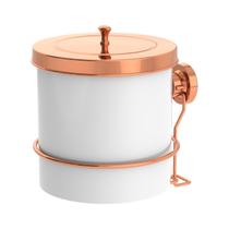 Lixeira 5L Tampa Redonda Com Suporte Ventosa Cesto De Lixo Branco Rose Gold - 4035BCR Future
