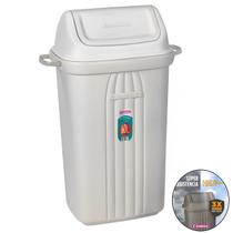 Lixeira 60 Litros Plástico Tampa Basculante Cesto De Lixo Com Alças Áreas Externas Cozinha - 284 Sanremo