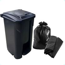 Lixeira 60L C/ Pedal Tampa Click e 100 Sacos de Lixo