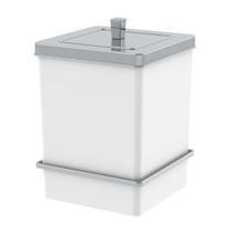 Lixeira 6,5L Tampa Quadrada Com Suporte Ventosa Cesto De Lixo Branco Cromado - 8065BCC Future