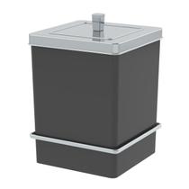 Lixeira 6,5L Tampa Quadrada Com Suporte Ventosa Cesto De Lixo Preto Cromado - 8065PTC Future