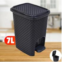 Lixeira 7 Litros Cesto de Lixo Tampa Pedal Para Cozinha Banheiro Escritório Rattan Reforçada Lixeira 7 Litros Cesto de Lixo Tampa Pedal Para Cozinha Banheiro Escritório Rattan Reforçada