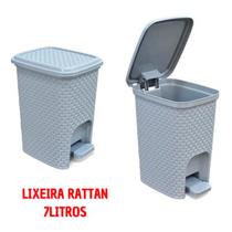Lixeira 7 Litros Multiuso Com Pedal Cinza Montada Fácil De Limpar Cozinha Banheiro Escritório Quarto Cesto Lixo Plástico