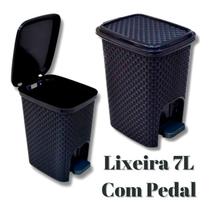 Lixeira 7 Litros Multiuso Pedal Preto Montada Cozinha