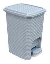 Lixeira 7 Litros Rattan Com Pedal Montada Cinza Arqplast