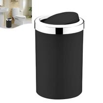 Lixeira 8 Litros Basculante Redonda Cesto De Lixo De Cozinha Banheiro Preto Cromado - AMZ Lixeira 8 Litros Basculante Redonda Cesto De Lixo De Cozinha Banheiro Preto Cromado - AMZ