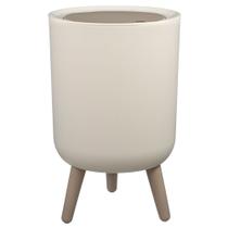 Lixeira 8 Litros Retrô Tampa Escritório Banheiro Quarto Bege