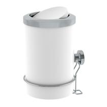 Lixeira 8 Litros Tampa Basculante Com Suporte De Ventosa Para Cozinha Branco Cromado - 4036BCC Future