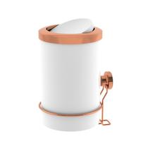 Lixeira 8 Litros Tampa Basculante Com Suporte De Ventosa Para Cozinha Branco Rose Gold - 4036BCR Future Lixeira 8 Litros Tampa Basculante Com Suporte De Ventosa Para Cozinha Branco Rose Gold - 4036BCR Future