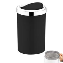 Lixeira 8 Litros Tampa Cesto De Lixo Basculante Para Cozinha Banheiro Escritório Cromado - 1220PTC Future