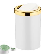 Lixeira 8 Litros Tampa Cesto De Lixo Basculante Para Cozinha Banheiro Escritório Dourado - 1220BCD Future