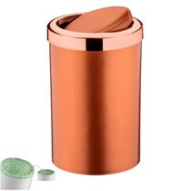 Lixeira 8 Litros Tampa Cesto De Lixo Basculante Para Cozinha Banheiro Escritório Rose Gold - 382RG Future
