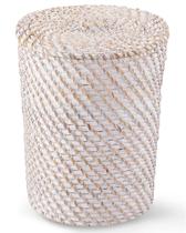 Lixeira 84ECO de Vime Branco com Tampa e Forro - Rattan Lixeira 84ECO de Vime Branco com Tampa e Forro - Rattan