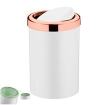 Lixeira 8L Tampa Basculante Banheiro Rose Gold - Branco