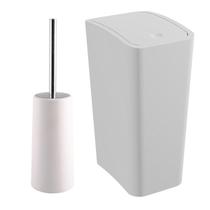 Lixeira 8L Tampa Click Retangular + Escova Sanitária Branca