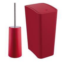 Lixeira 8L Tampa Click Retangular +Escova Sanitária Vermelha Lixeira 8L Tampa Click Retangular +Escova Sanitária Vermelha