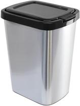 Lixeira 9 Litros com Click Plástica Label Inox Prática, Moderna e Resistente