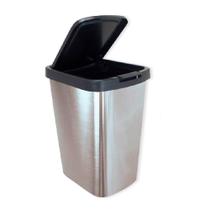 Lixeira 9 Litros com Tampa Click Label Plástica Prata Inox