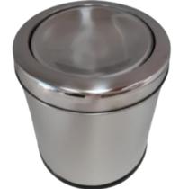 Lixeira 9,1 litros aço inox tampa pino base preta 30091/p