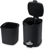 lixeira aço carbono preto com pedal 6l 29,2cm 3064/100 - brinox