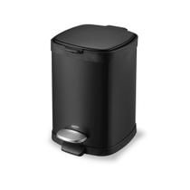 Lixeira Aço Carbono Preto Pedal e Balde Frame 6L Brinox