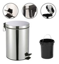 Lixeira Aço Inox c/ Pedal e Balde 12 Litros Cozinha Banheiro