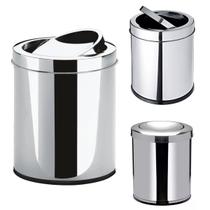 Lixeira Aço Inox Cromada Grande Quarto Cozinha Banheiro Tampa Basculante 15L