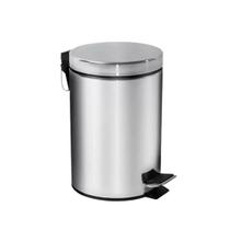Lixeira Aço Inox Platina Com Pedal e Cesto Interno 3 Litros - Mek