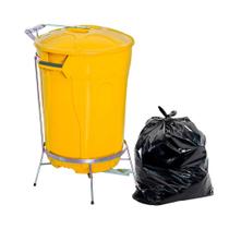 Lixeira Amarela com Pedal de Aço 60 L + Saco de Lixo 100 Uni