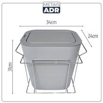 Lixeira Aramada Desliz. 12 Litros cinza Fix Lateral Click