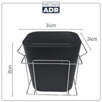 Lixeira Aramada Desliz. 12 Litros Preta Fix Lateral Click