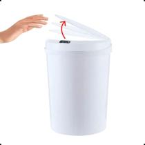 Lixeira Automática 12 Litros USB Redonda Sensor Toque Recarregável Banheiro Cozinha Escritório