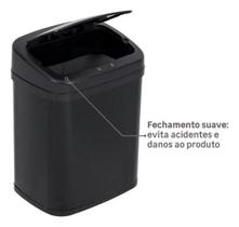 Lixeira Automática Aço Com Sensor 20 Litros 38X32X24Cm Black