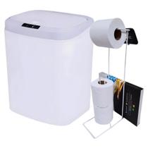 Lixeira Automática Branca 16 Litros USB KALA com Suporte para Papel Higiênico 3 Rolos Branco EVALD Lixeira Automática Branca 16 Litros USB KALA com Suporte para Papel Higiênico 3 Rolos Branco EVALD