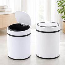 Lixeira automatica branca grande 12 litros sensor inteligente cozinha banheiro inox cesto lixo