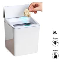 Lixeira Automática c/ sensor inteligente 6 Litros Branca - Cozinha Banheiro