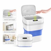 Lixeira Automática Dobrável com Sensor de Movimento, Sem Toque, Ideal para Cozinha, Banheiro e Escritório