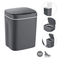 Lixeira Automática Inteligente Cinza 12L Com Sensor De Aproximação P/ Uso Casa Escritório