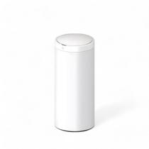 Lixeira Automática Lixo Sensor Inteligente de Proximação Aço Inox Redonda Grande 50L Cesto Multiuso Casa Banheiro Branca