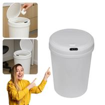 Lixeira Automática Redonda 12 Litros com Sensor de Proximidade Recarregável Banheiro Cozinha Globalmix