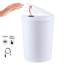 Lixeira Automática Redonda 12 Litros Usb Com Sensor Branca